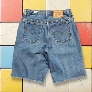 VTG Levi Orange Tab Jean Shorts 1995 Women 12 Blue Denim 951 Relaxed Fit Cut Off